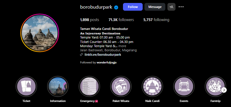 Instagram @Borobudurpark: Senjata Digital Baru Dongkrak Minat Wisata ke Candi Borobudur