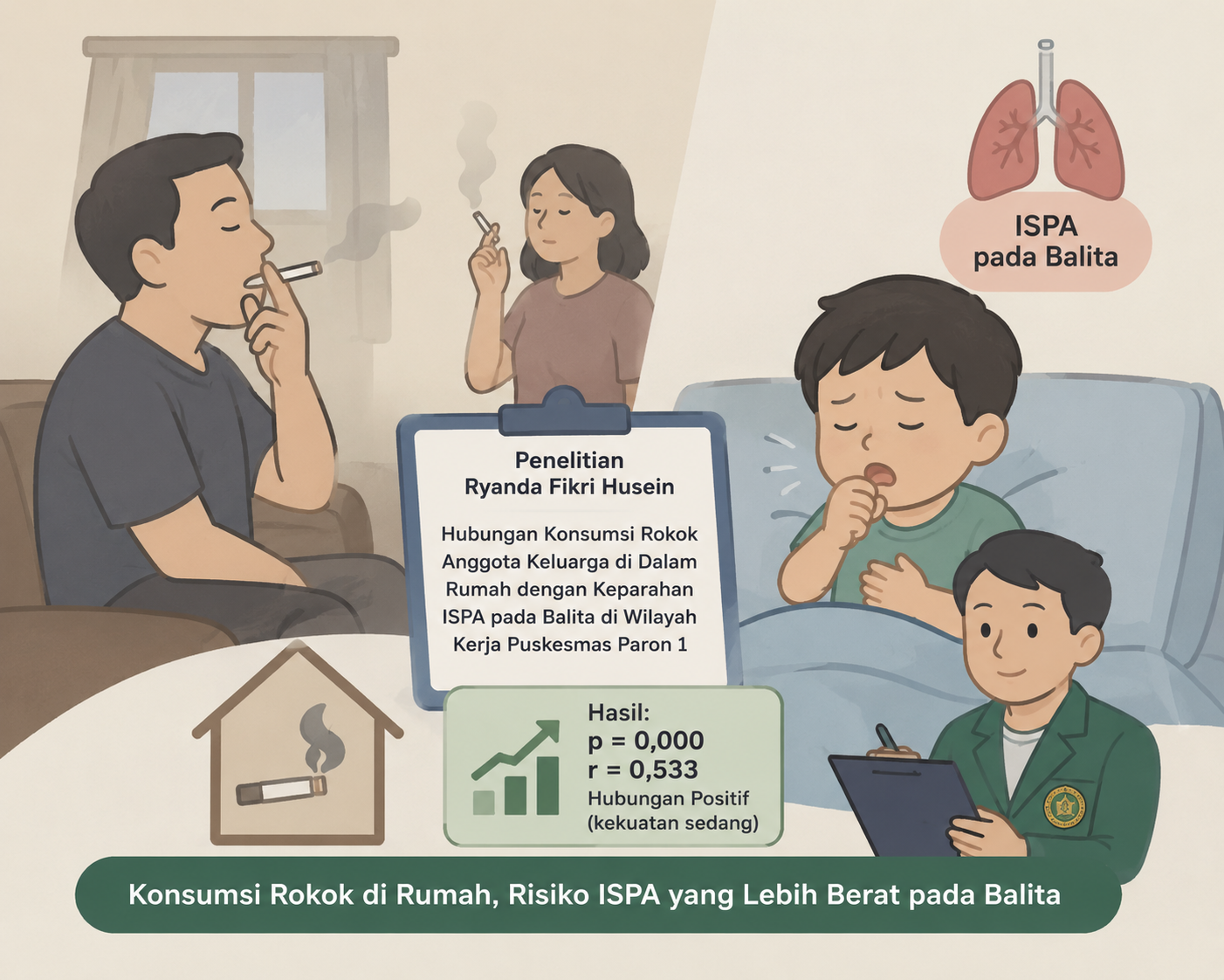 Penelitian Ungkap Hubungan Konsumsi Rokok dalam Rumah dengan Keparahan ISPA pada Balita di Ngawi
