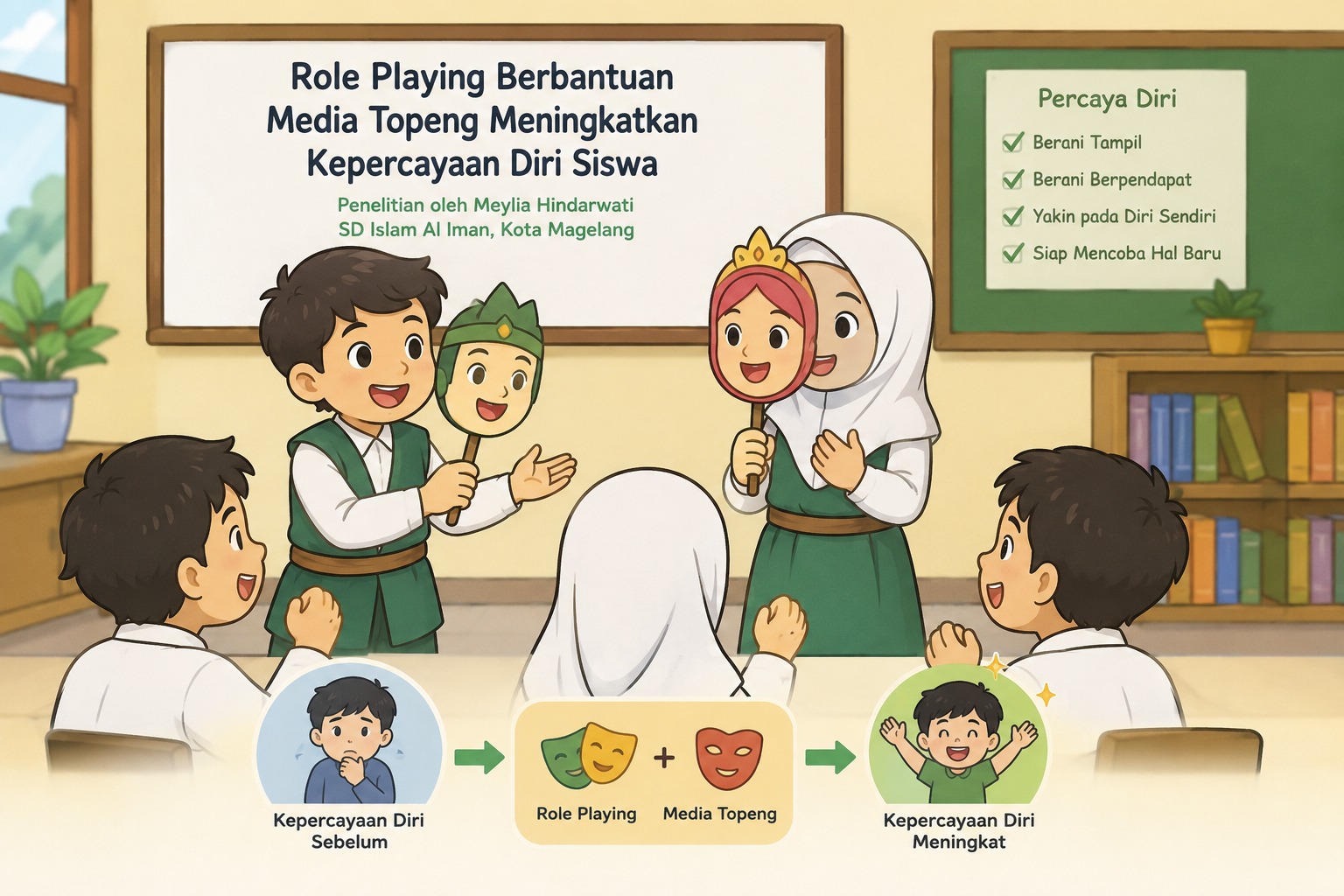 Role Playing Berbantuan Media Topeng Terbukti Tingkatkan Kepercayaan Diri Siswa SD