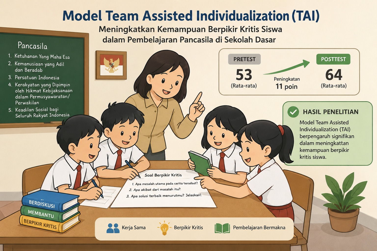 Model Team Assisted Individualization Terbukti Tingkatkan Kemampuan Berpikir Kritis Siswa SD pada Pembelajaran Pancasila