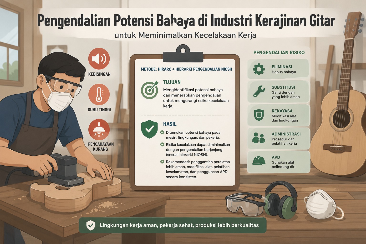 Pengendalian Potensi Bahaya Jadi Kunci Menekan Kecelakaan di Industri Kerajinan Gitar
